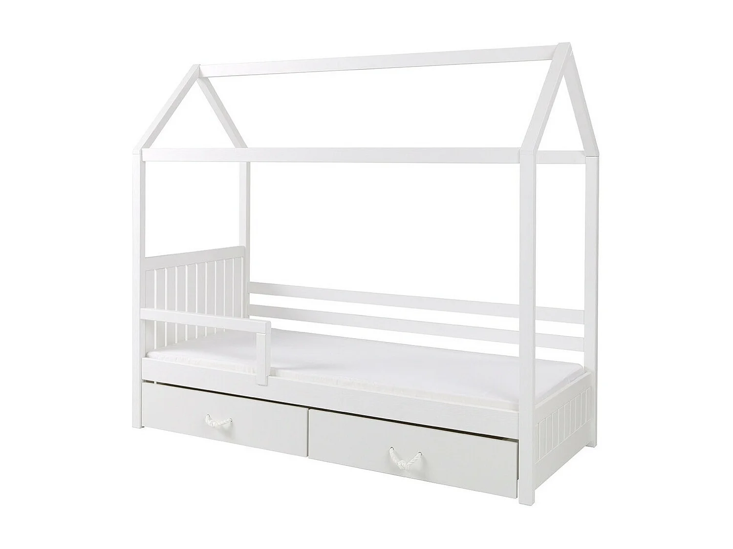 Cama Henderson 134, Solteiro, Branco, Madeira, Estrados de cama