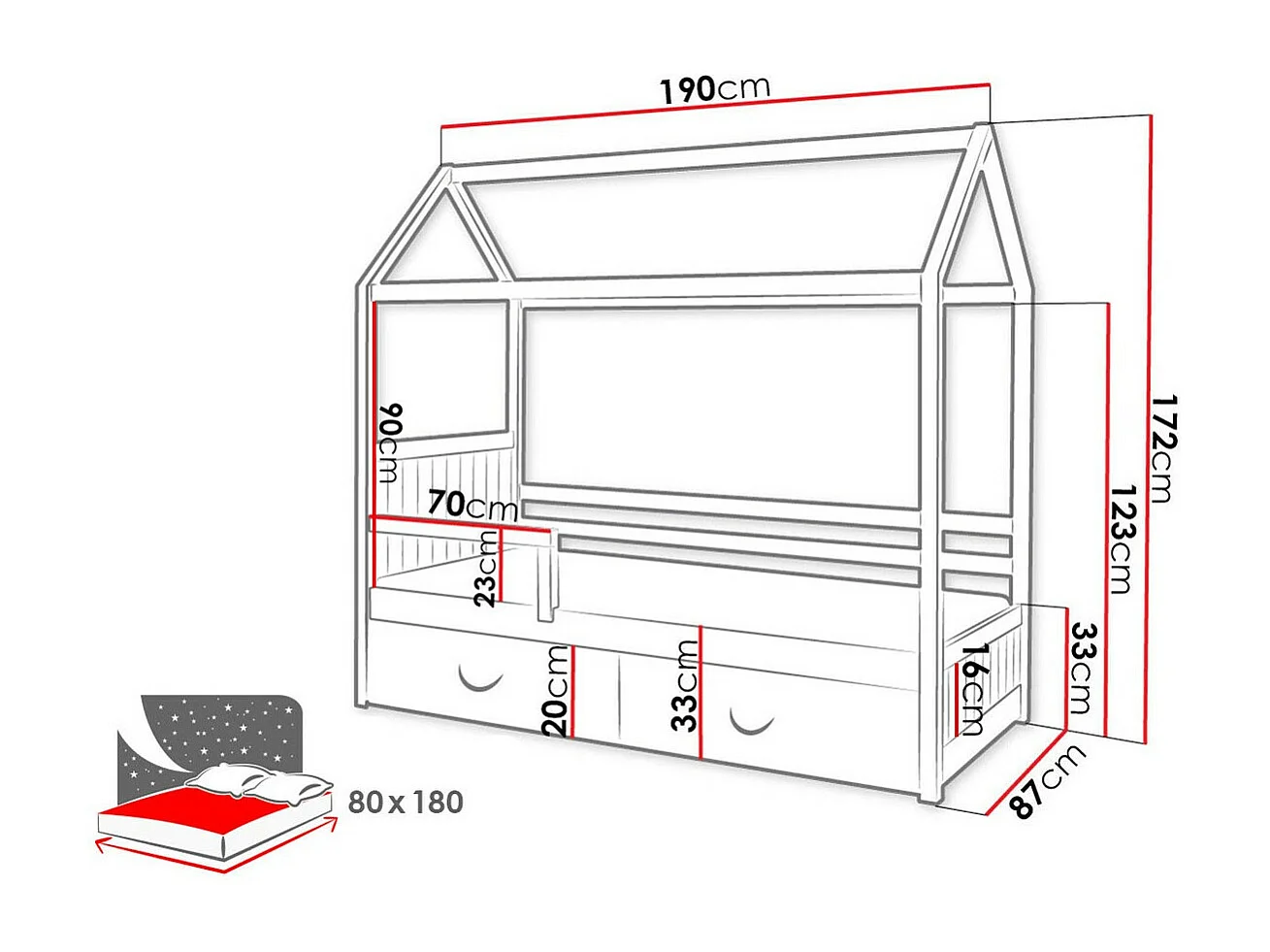Cama Henderson 134, Solteiro, Branco, Madeira, Estrados de cama