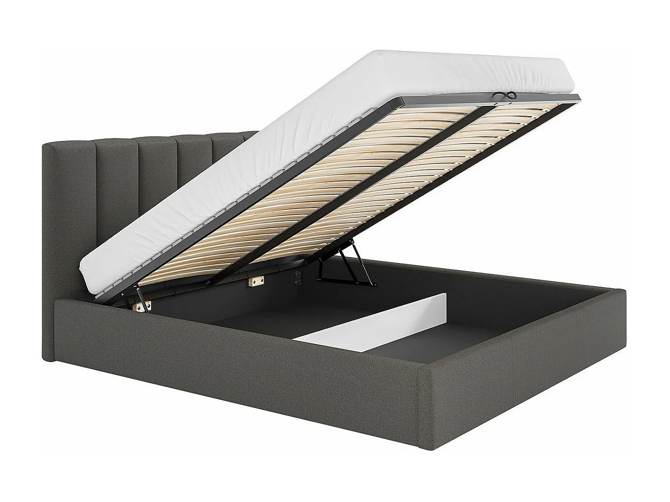 Lit ComfiDream 126, Double, Gris, 140x200, Tissu, Disponible, 150x213x106cm