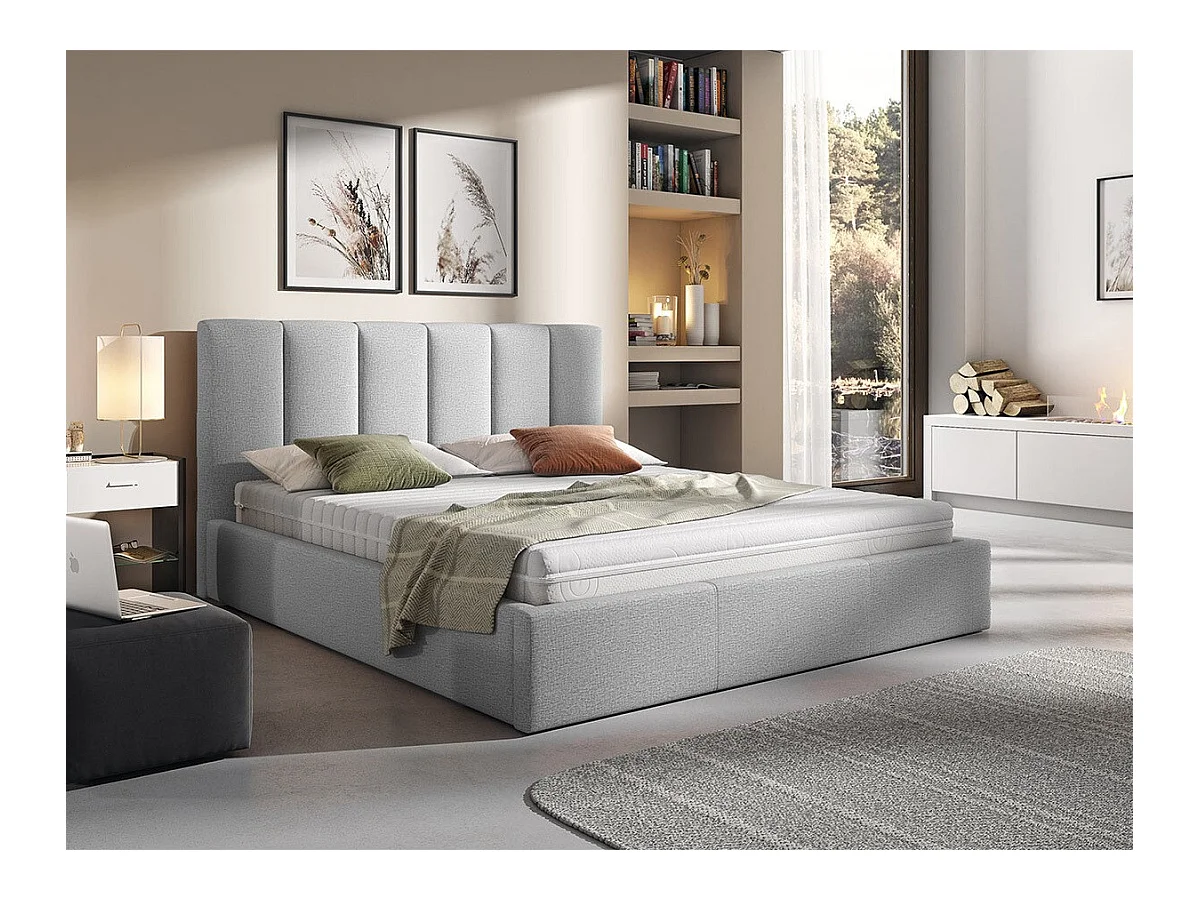 Cama ComfiDream 126, Doble, Gris, 140x200, Tapiz, Somieres, 150x213x106cm