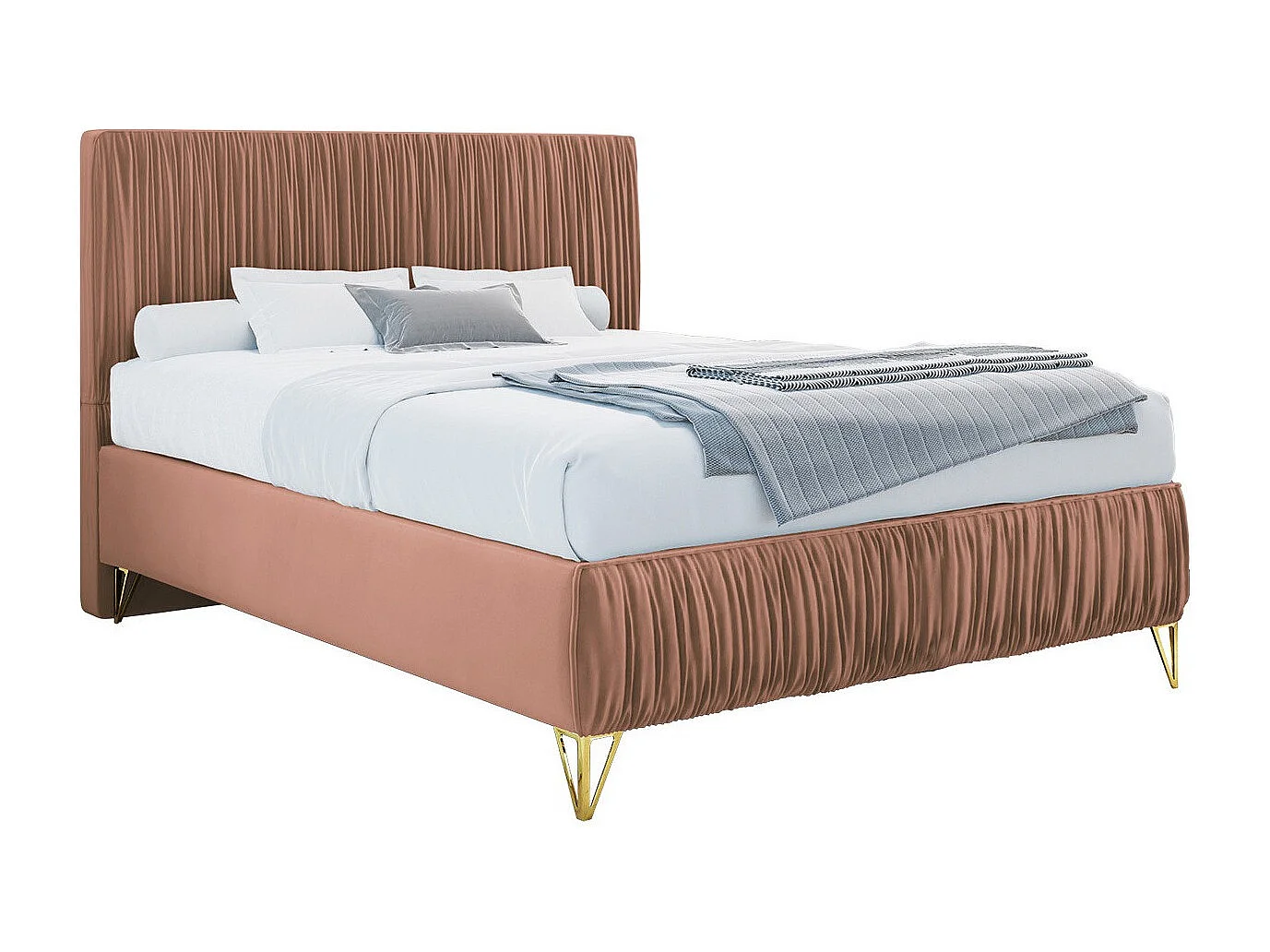 Cama Logan 112, Doble, Rosa, 140x200, Tapiz, Somieres, 140x209x120cm