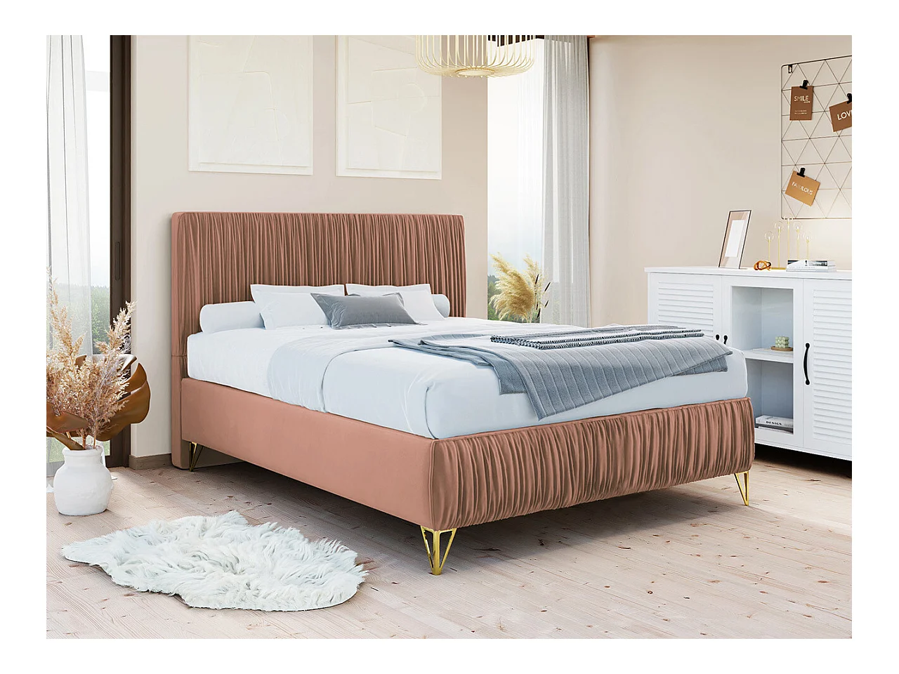 Letto Logan 112, Doppio, Fucsia, 140x200, Arazzo, Con, 140x209x120cm