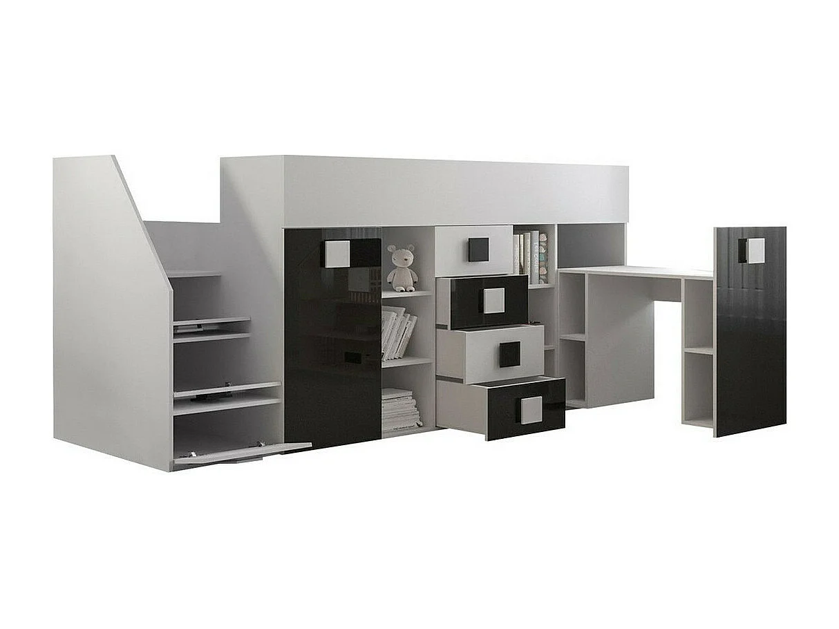 Cama alta Hartford 366, Individual, Branco, Estrados de cama