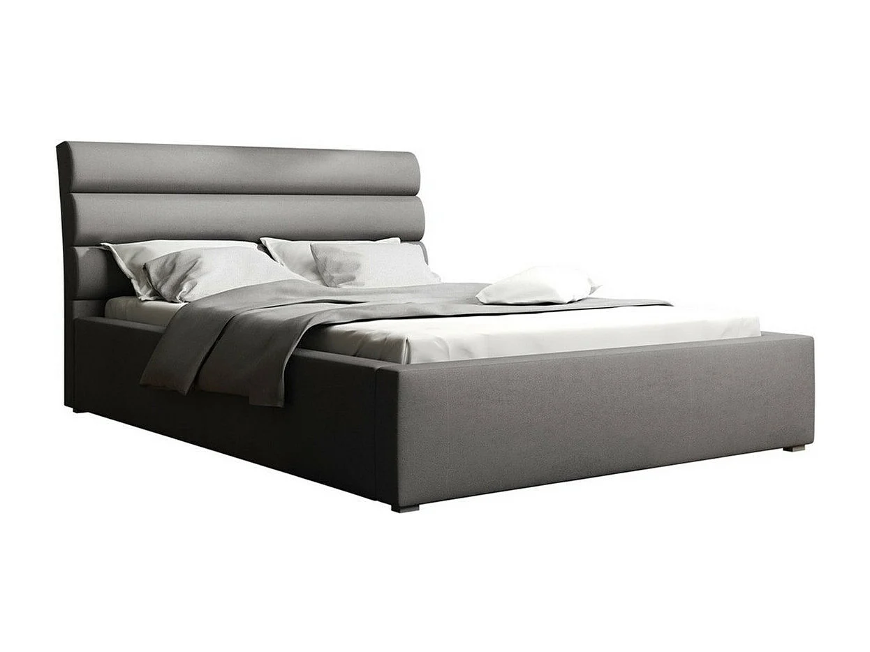 Cama Pomona 110, Doble, Gris, 160x200, Tapiz, Somieres, 180x223x100cm