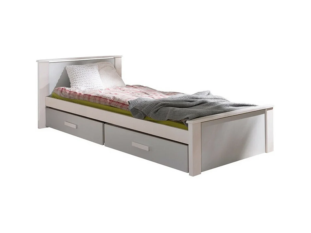 Cama Henderson 115, Solteiro, Cinzento, Placa de aglomerado laminado