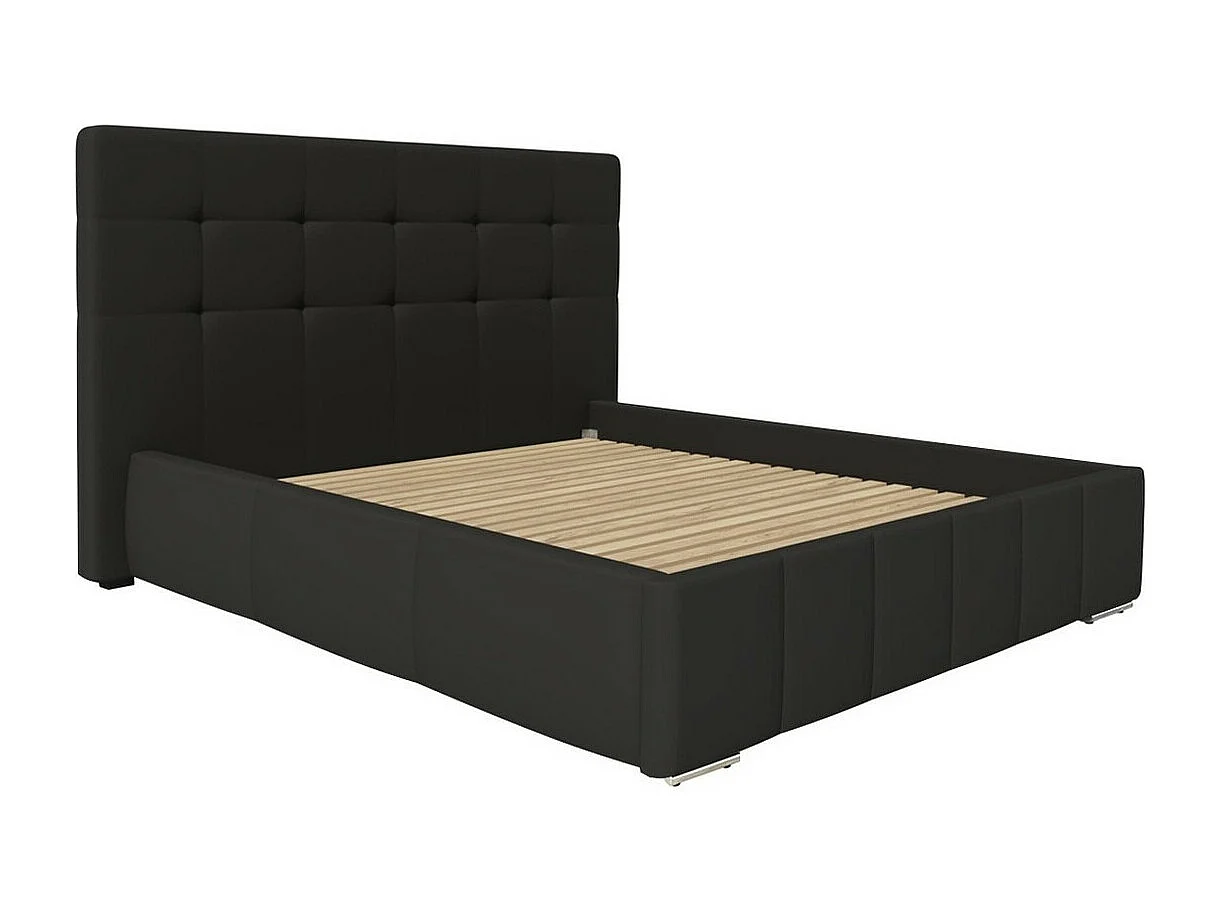 Cama Florence 100, Casal, Preto, Eco couro, Estrados de cama