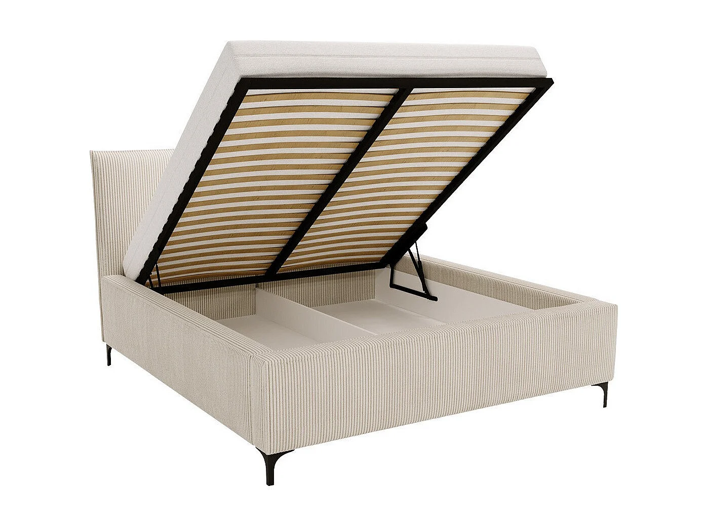 Cama Clovis 113, Doble, Gris, 200x200, Tapiz, Somieres, 220x214x108cm