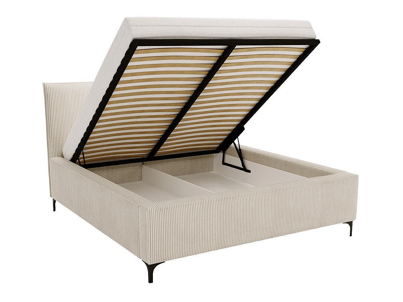 Lit Clovis 113, Double, Gris foncé, Tissu, Disponible, 22x21x11cm