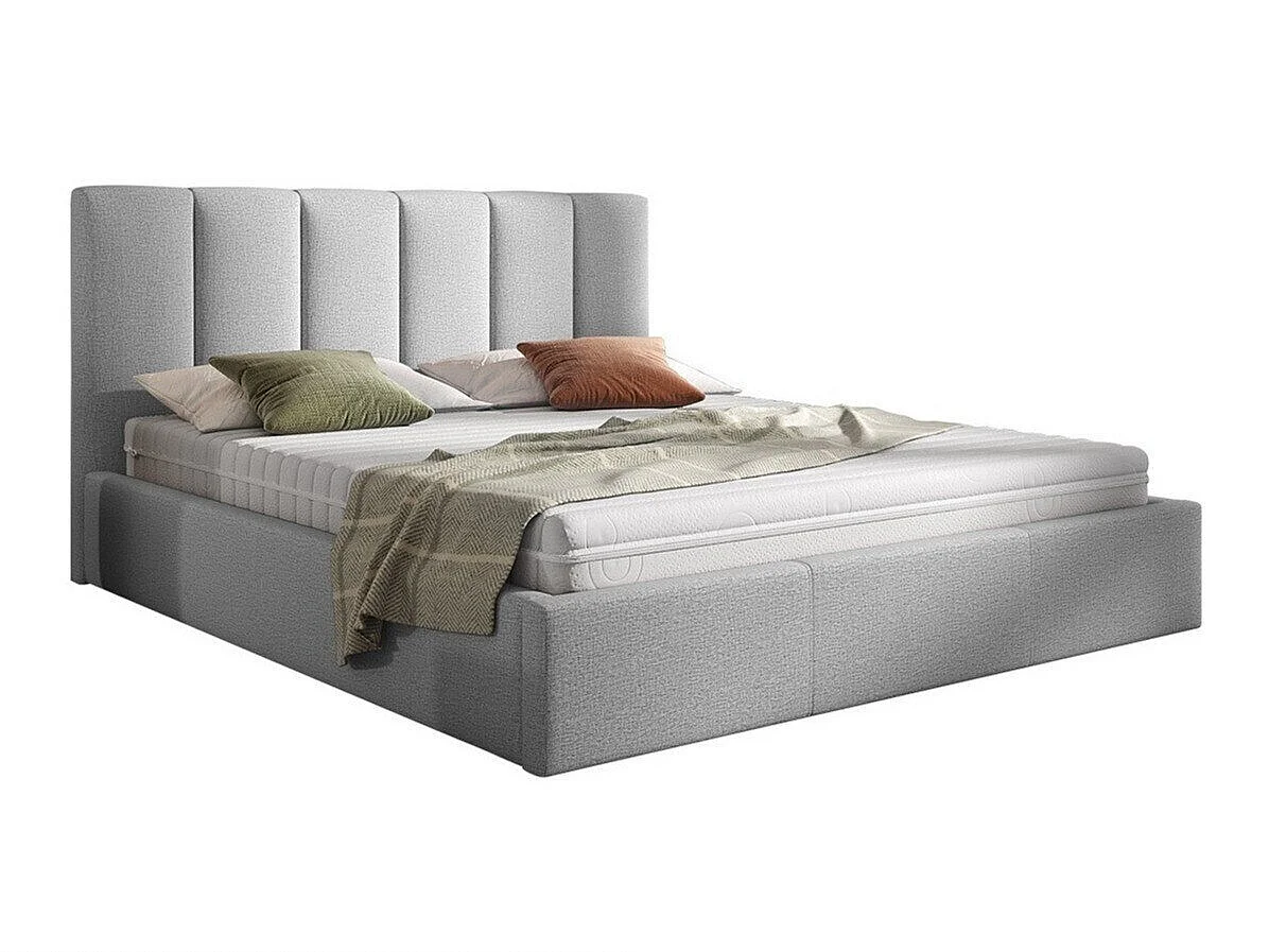 Cama ComfiDream Tirila I, Doble, Gris claro, Tapiz, Somieres