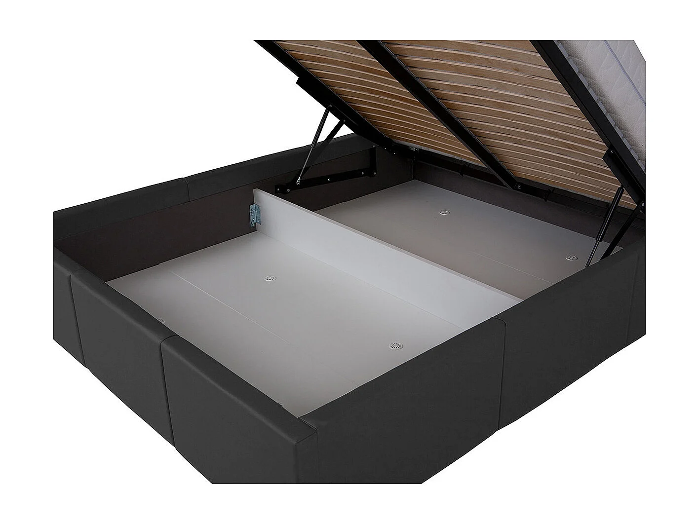 Cama Tivdalu 123, Casal, Branco, Eco couro, Estrados de cama