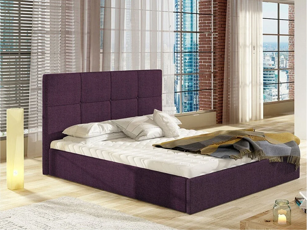 Lit ComfiDream 130, Double, Pourpre, 140x200, Tissu, Disponible, 151x213x106cm