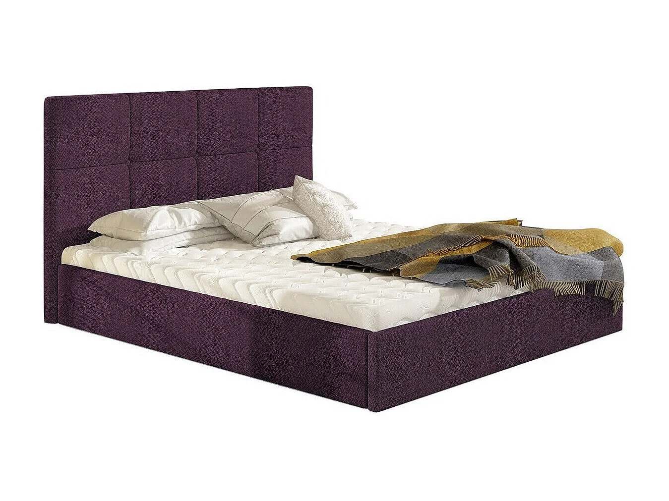 Lit ComfiDream 130, Double, Pourpre, 140x200, Tissu, Disponible, 151x213x106cm
