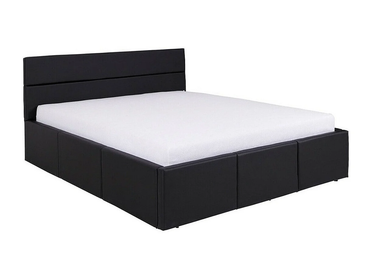 Letto Tivdalu 123, Doppio, Nero, 160x200, Eco-pelle, Con, 175x215x92cm