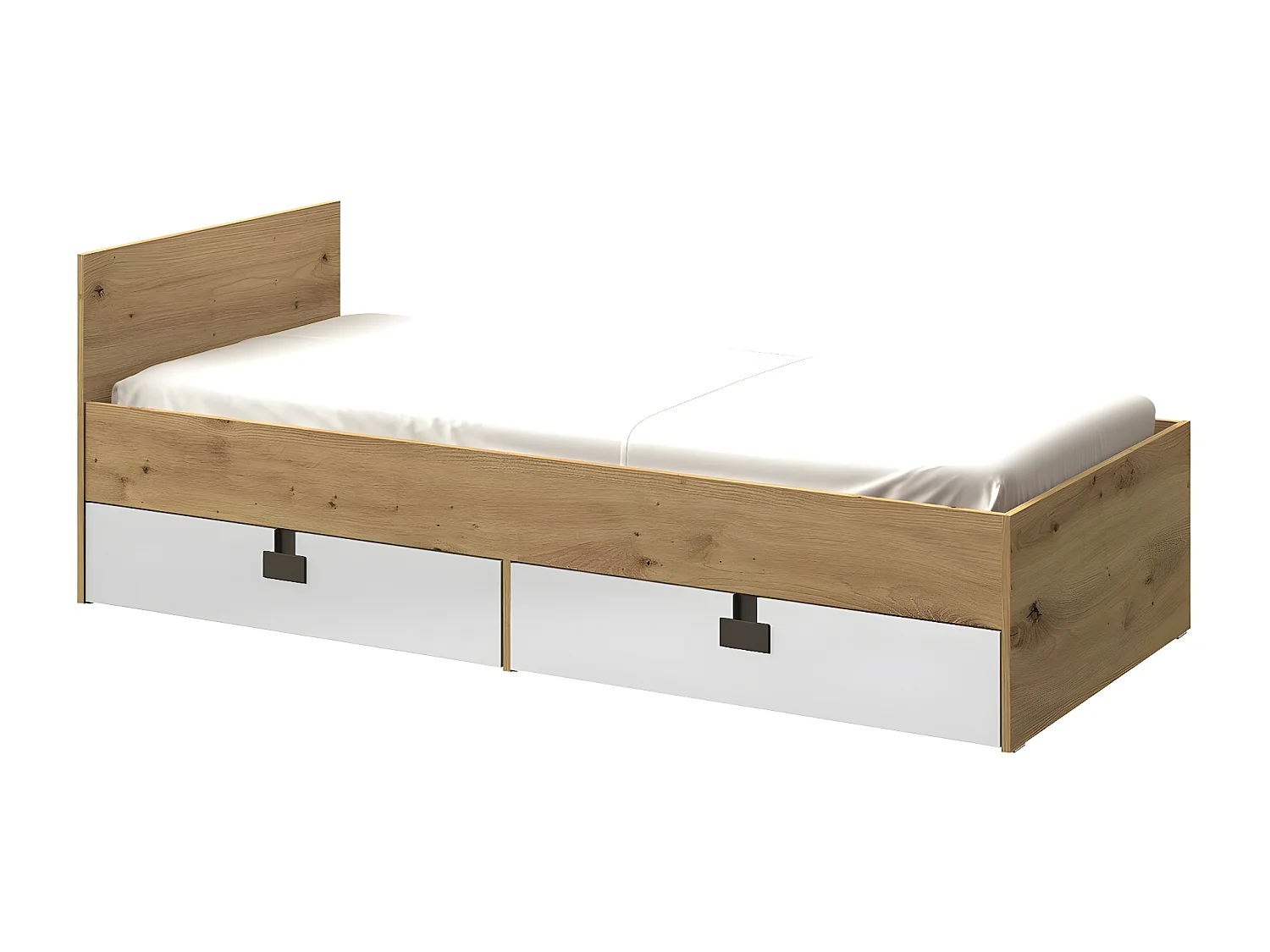 Cama Florevi 106, Individuales, De color marrón claro, 90x200, Aglomerado laminado, 93cm