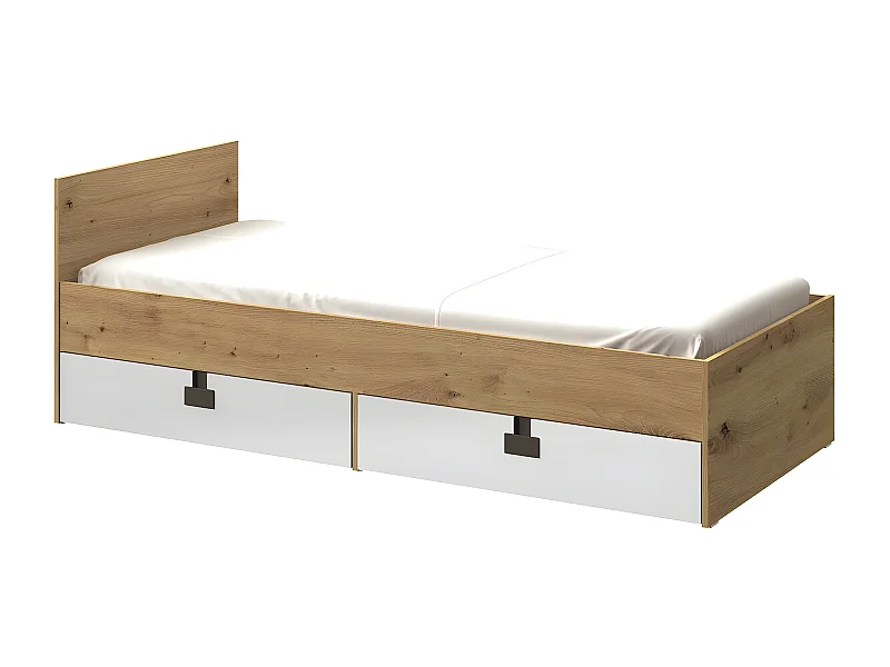 Cama Florevi 106, Individuales, De color marrón claro, 90x200, Aglomerado laminado, 93cm