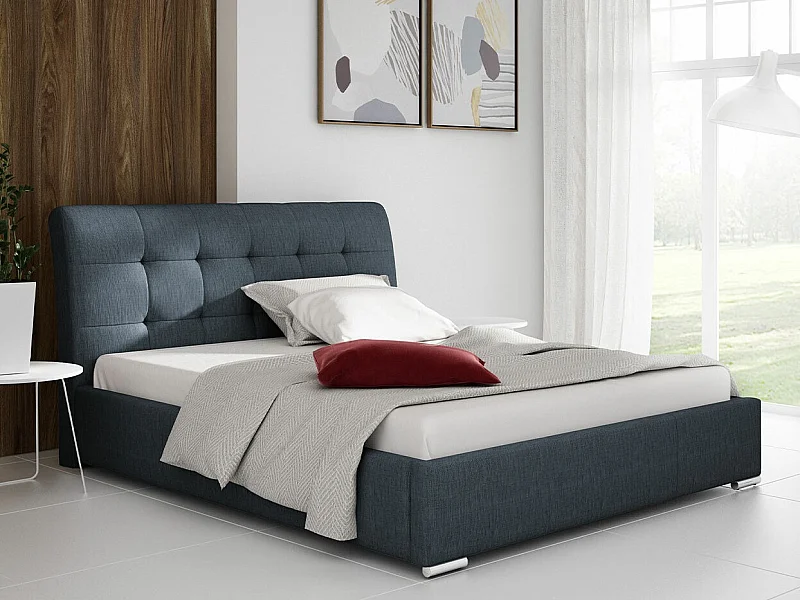 Cama Baltimore 107, Casal, Azul, Tecido, Estrados de cama, 16x23x10cm