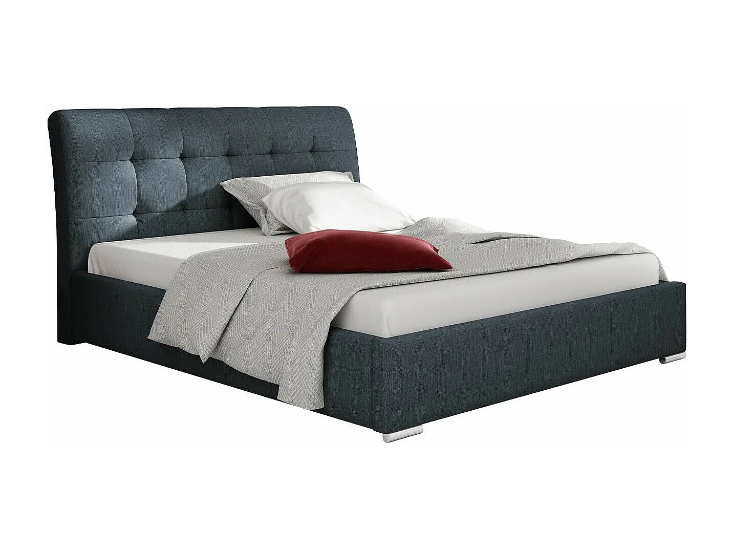 Cama Baltimore 107, Doble, Azul, 140x200, Tapiz, Somieres, 160x227x103cm