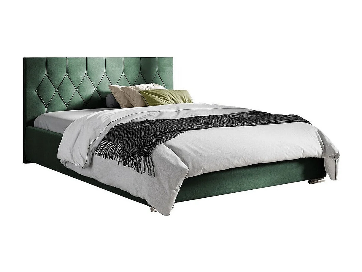 Cama Baltimore 160, Doble, Verde, 160x200, Tapiz, Somieres, 178x222x92cm