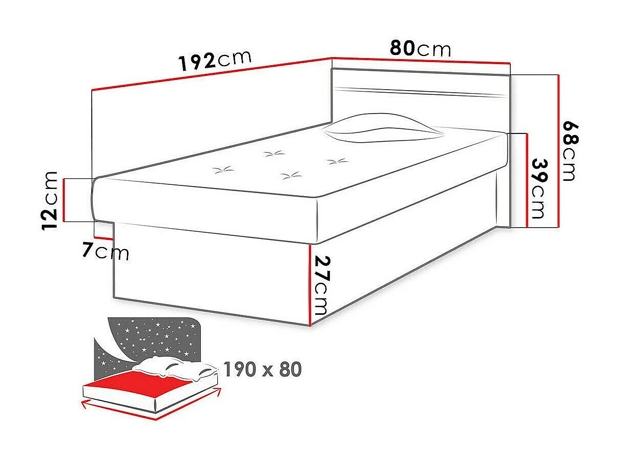 Cama Dover 101, Individuales, Verde, 80x190, 80x192x68cm
