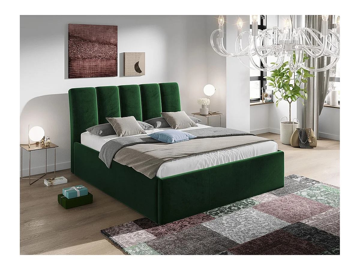 Cama ComfiDream 167, Casal, Verde, Tecido, Estrados de cama