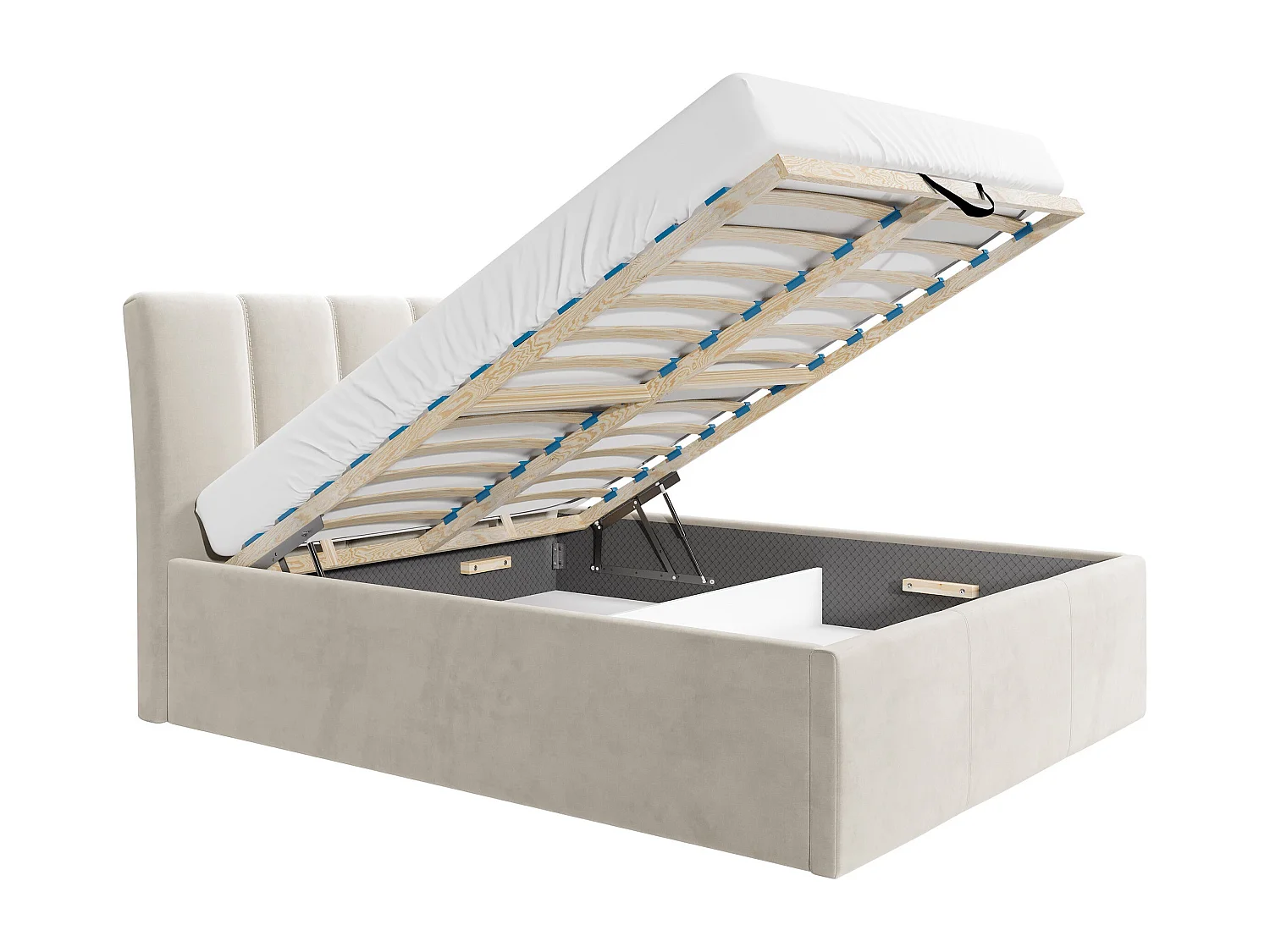 Lit ComfiDream Lumora, Double, Vert, 140x200, Tissu, Disponible, 152x219x118cm