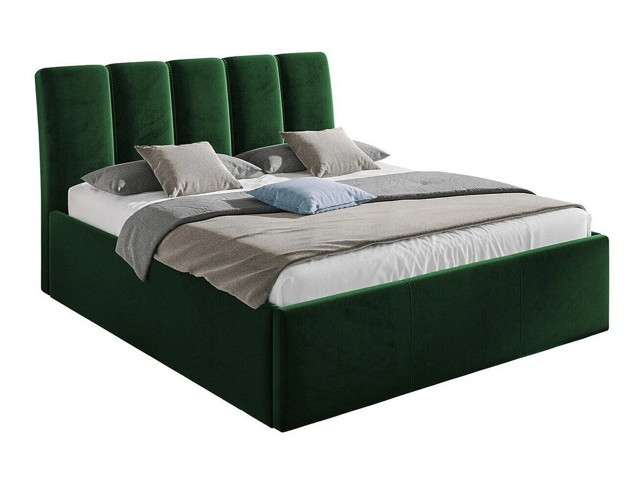 Lit ComfiDream Lumora, Double, Vert, Tissu, Disponible, 15x22x12cm
