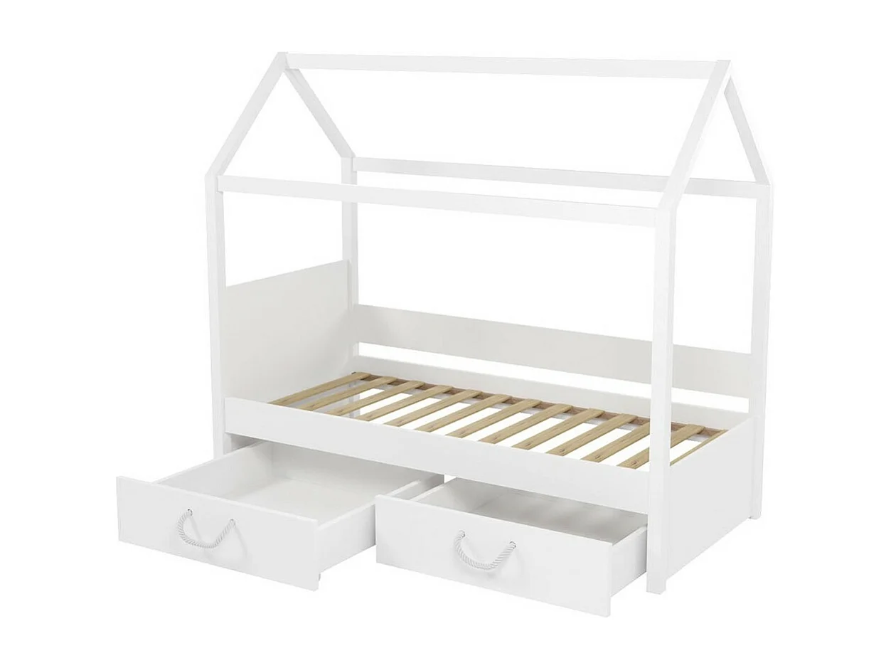 Cama Henderson 133, Individuales, Blanco, 90x200, Madera, Somieres, 90x200x172cm