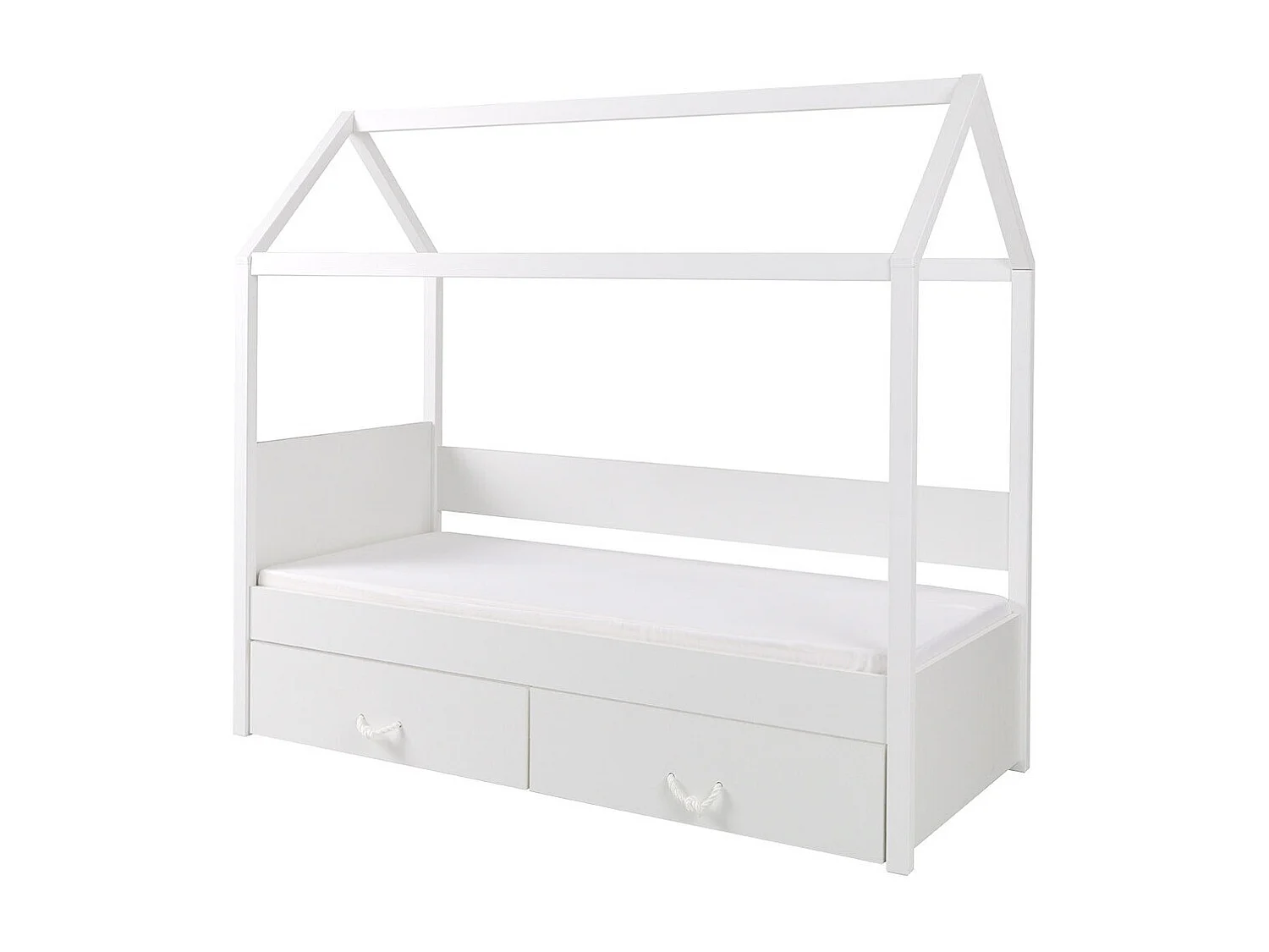 Cama Henderson 133, Individuales, Blanco, 90x200, Madera, Somieres, 90x200x172cm