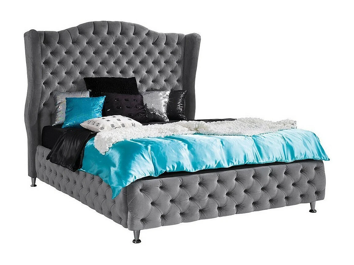 Letto Florence 102, Doppio, Grigio, 180x200, Arazzo, Senza, 207x222x162cm