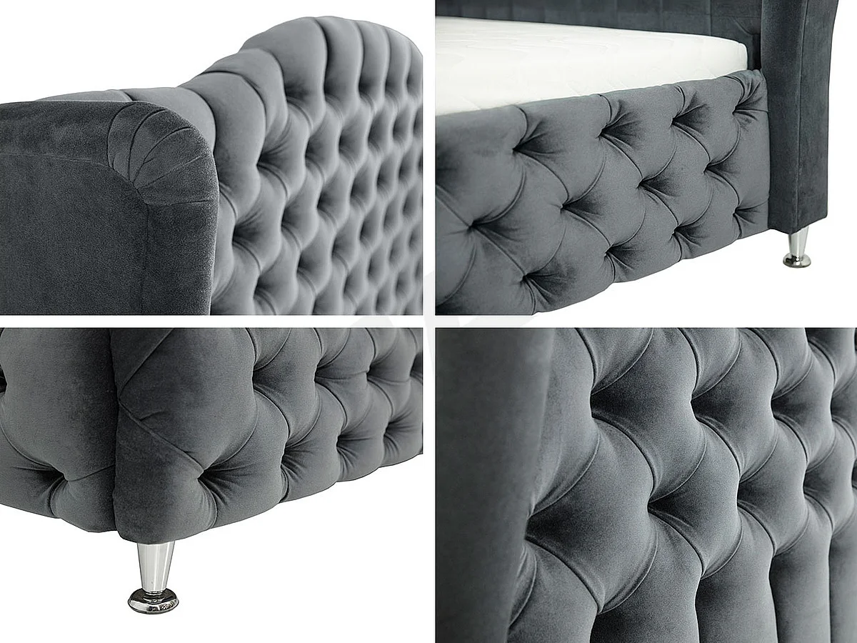 Letto Florence 102, Doppio, Grigio, 180x200, Arazzo, Senza, 207x222x162cm