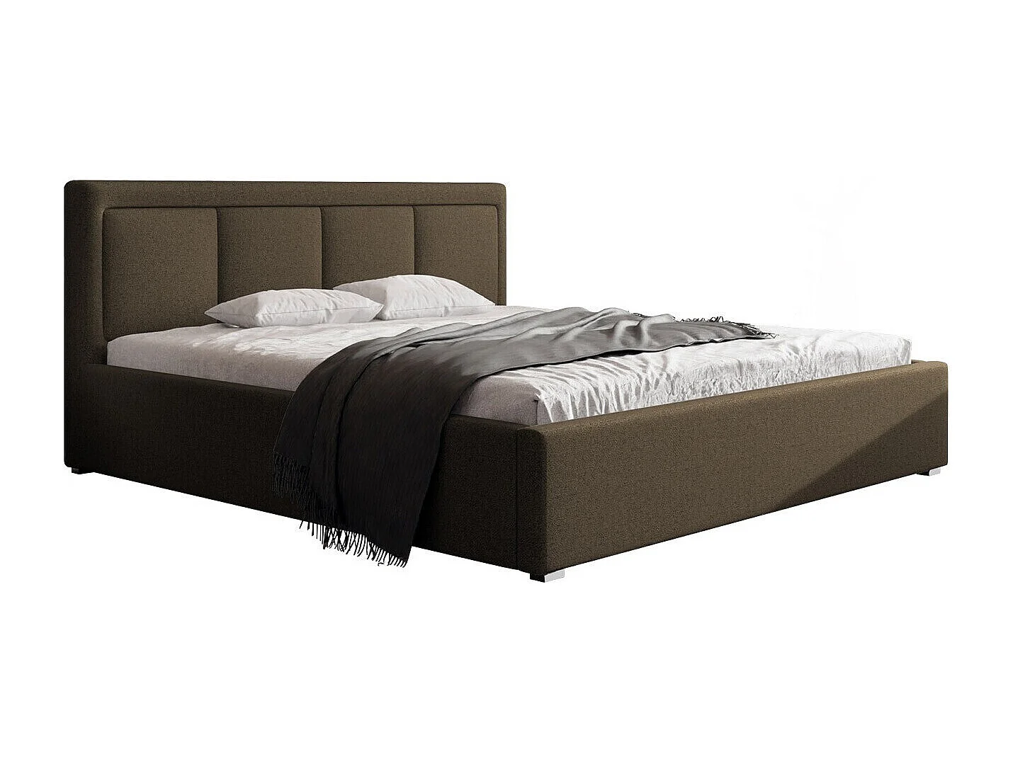 Cama Pomona 101, Doble, Marrón, 200x200, Tapiz, Somieres, 220x223x93cm