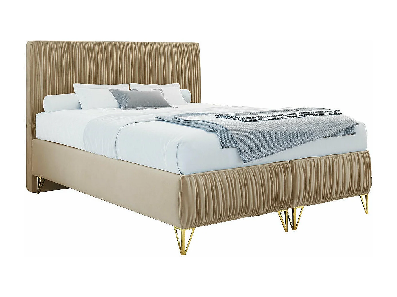 Letto continentale Logan 112, Doppio, Nocciola, 180x200, Arazzo, Con, 180x209x120cm