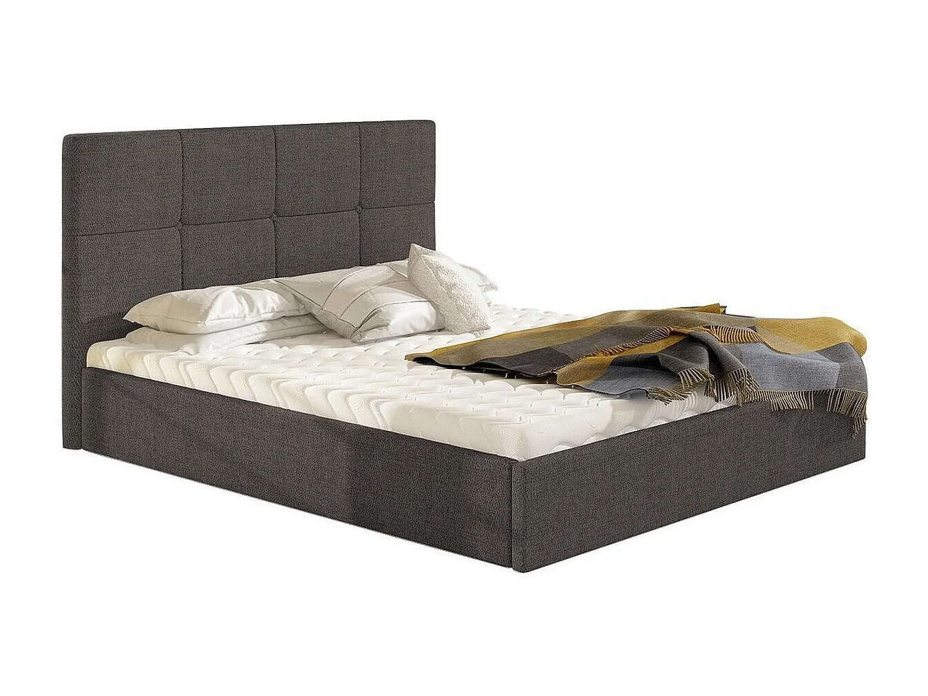 Lit ComfiDream 130, Double, Gris, 140x200, Tissu, Disponible, 151x213x106cm