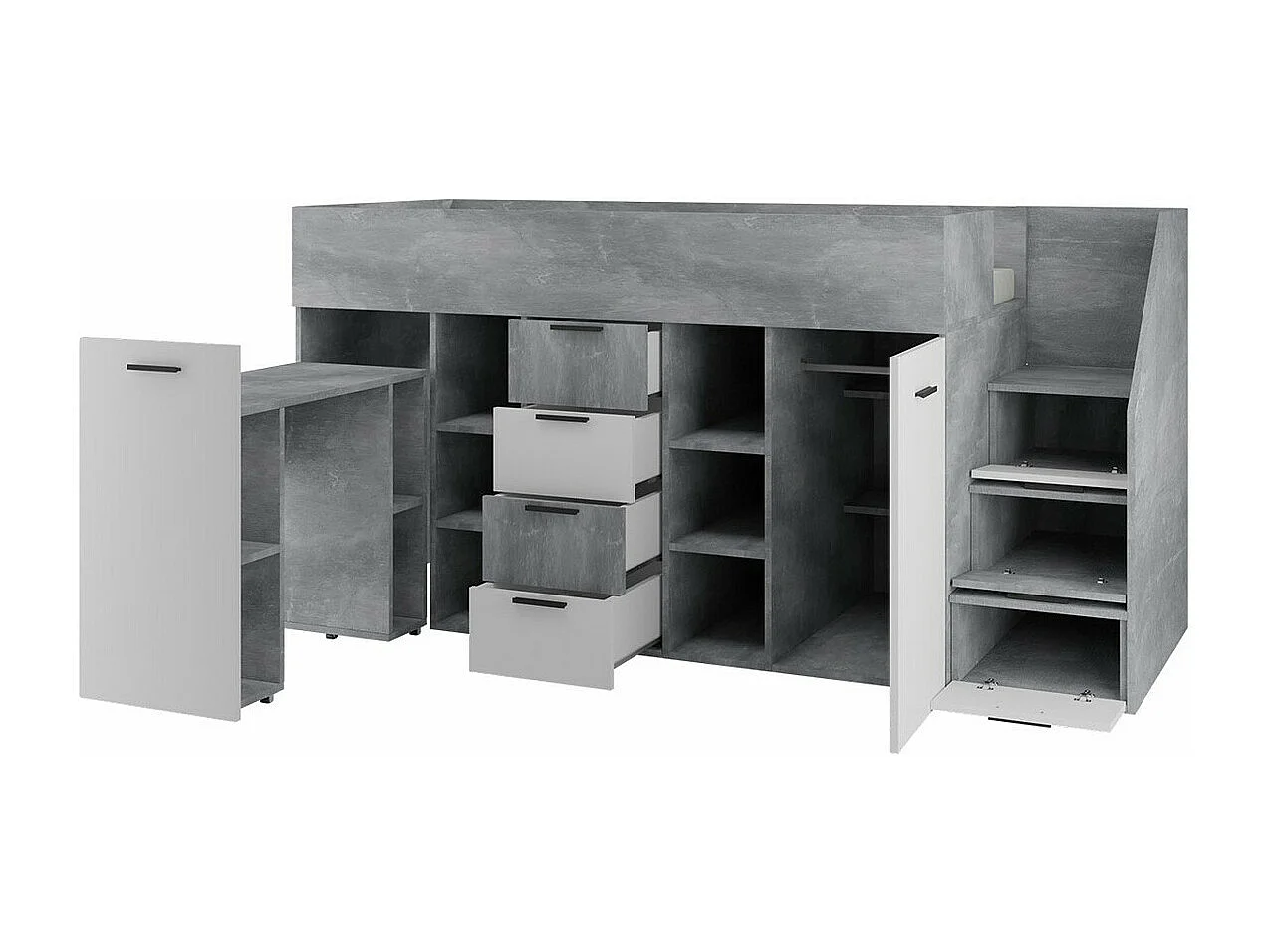 Litera Hartford 364, Individuales, Gris, 90x200, Aglomerado laminado, Somieres, 180x249cm