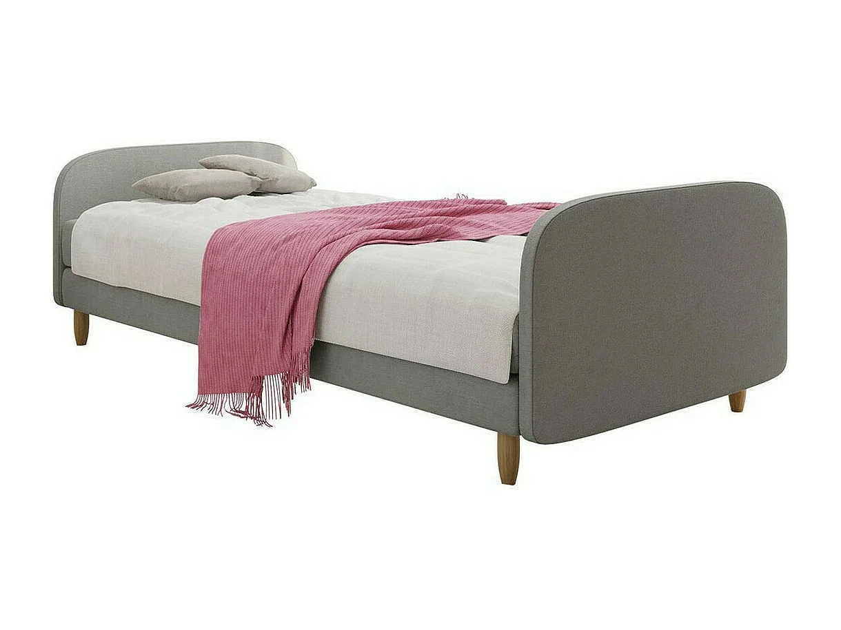 Lit Memphis 125, Unique, Marron, 120x200, Tissu, Disponible, 120x210x63cm