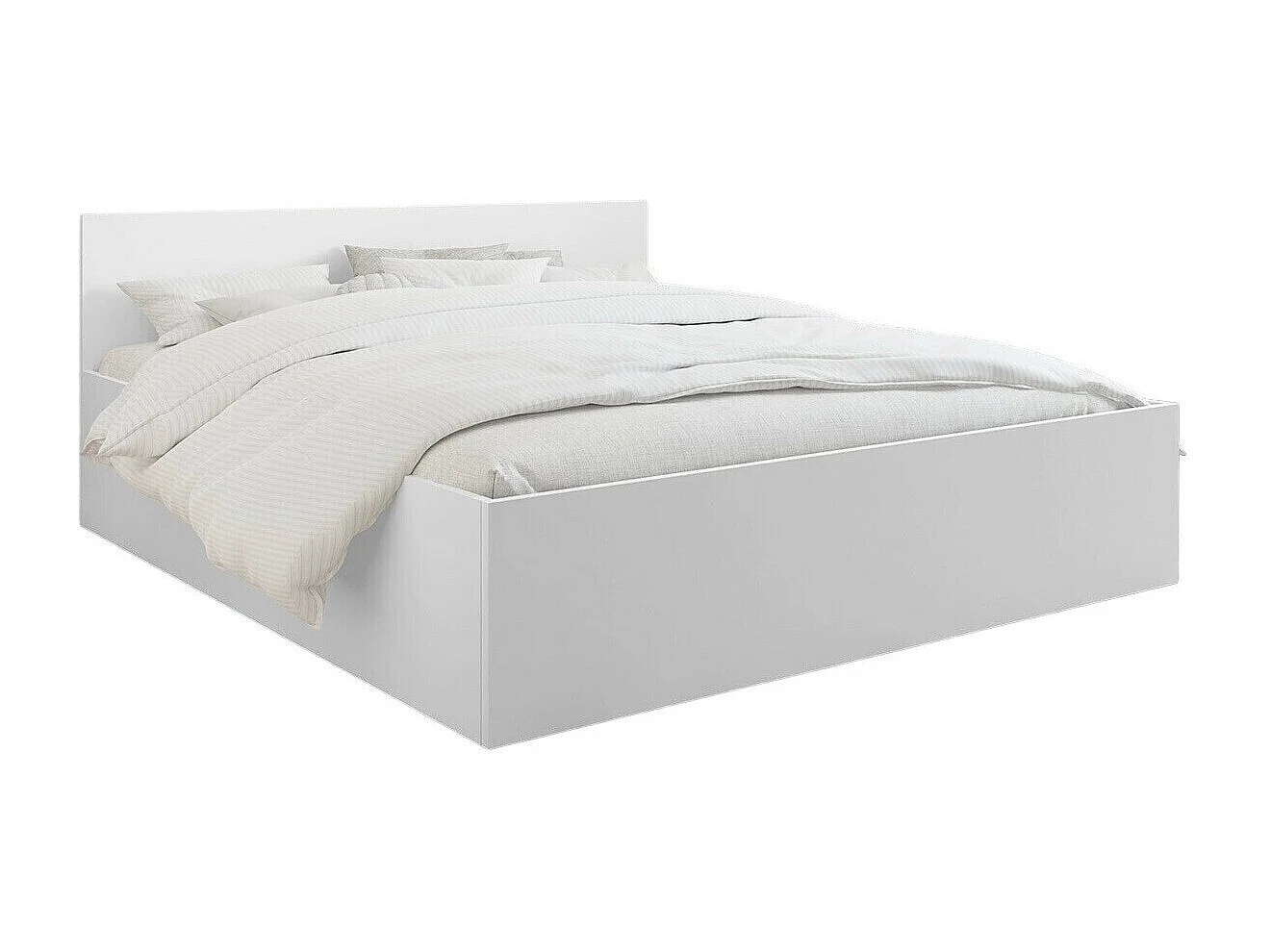 Lit Comfivo Romtea 100, Double, Blanc, 160x200, Stratifié, Disponible, 164x204x80cm