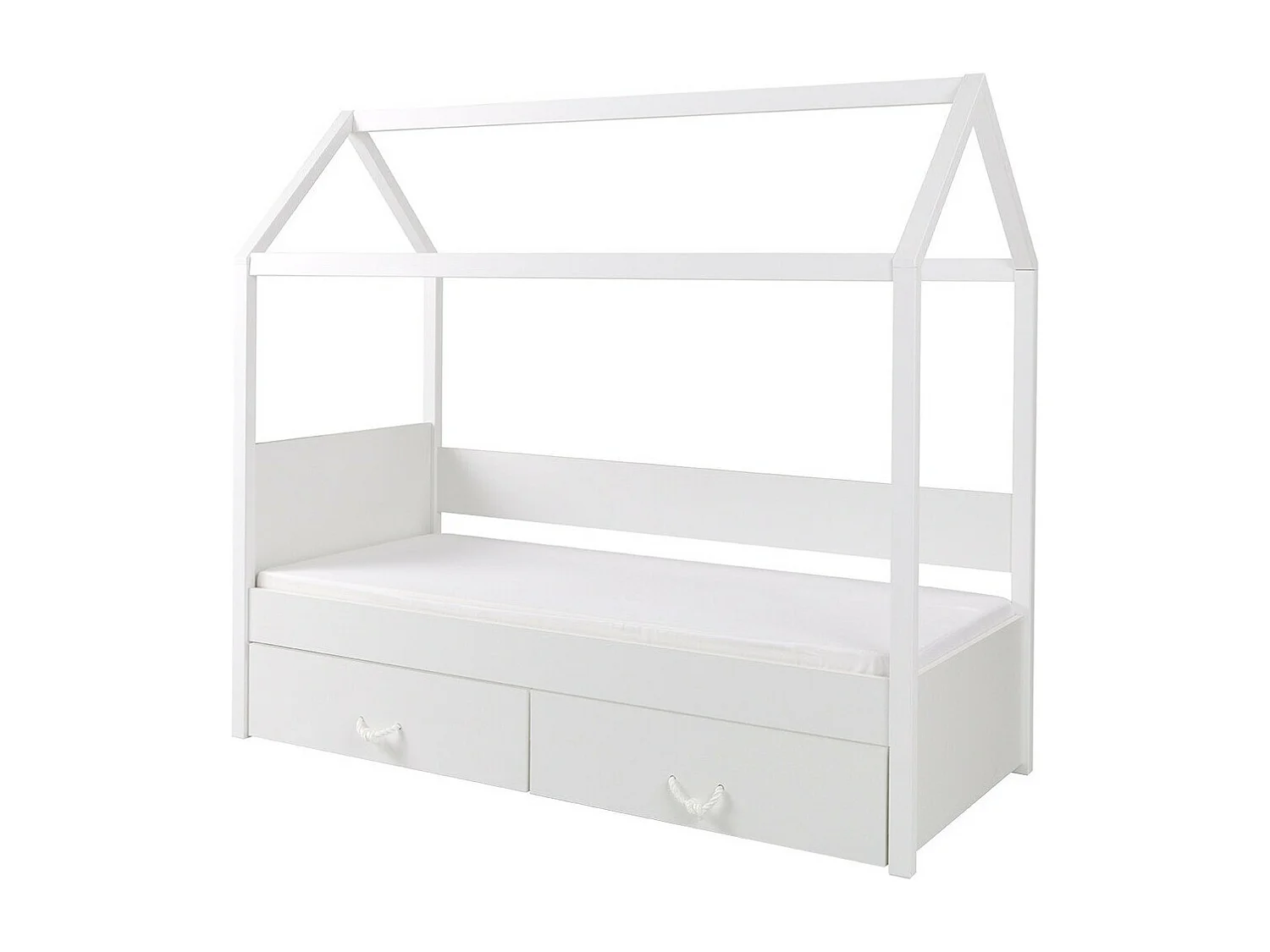 Cama Henderson 133, Solteiro, Branco, Madeira, Estrados de cama