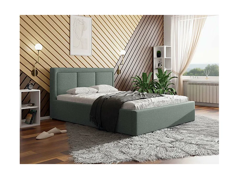 Cama Pomona 101, Doble, Turquesa, 140x200, Tapiz, Somieres, 160x223x93cm