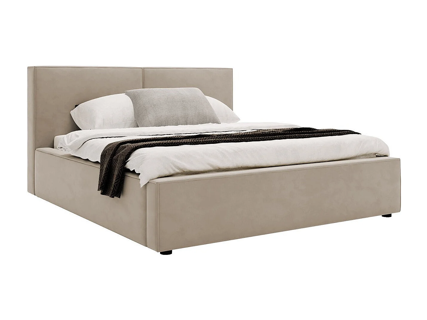 Cama TrendyNest 117, Doble, De color marrón claro, 200x200, Tapiz, Somieres, 220x223x98cm