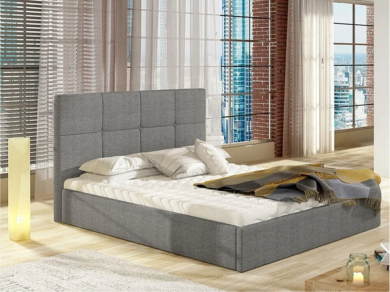 Cama ComfiDream 130, Doble, Gris, 180x200, Tapiz, Somieres, 191x213x106cm