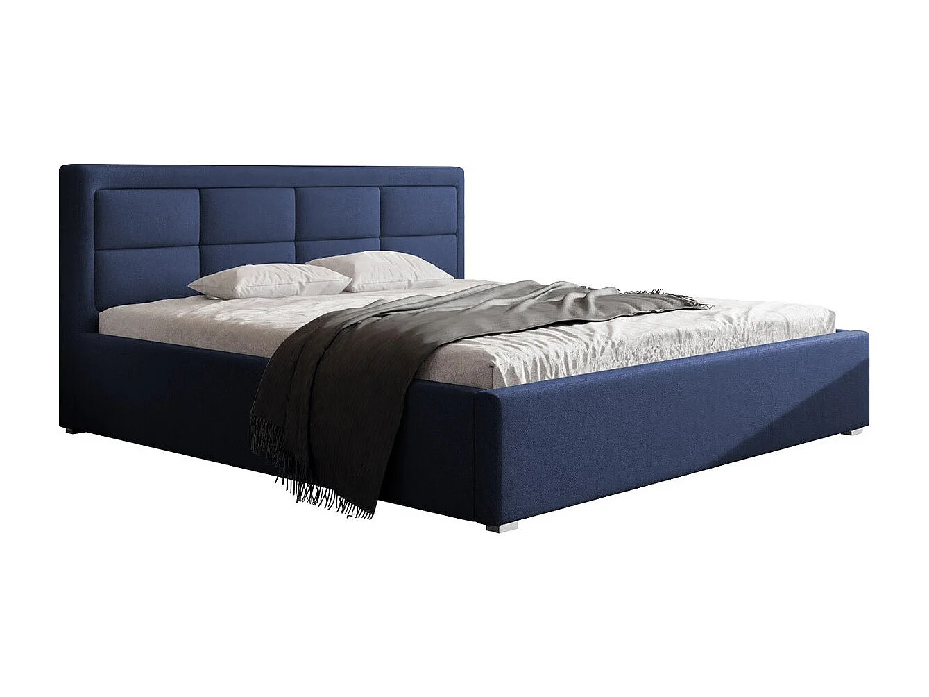 Letto Pomona 102, Doppio, Blu, 200x200, Arazzo, Con, 220x223x93cm