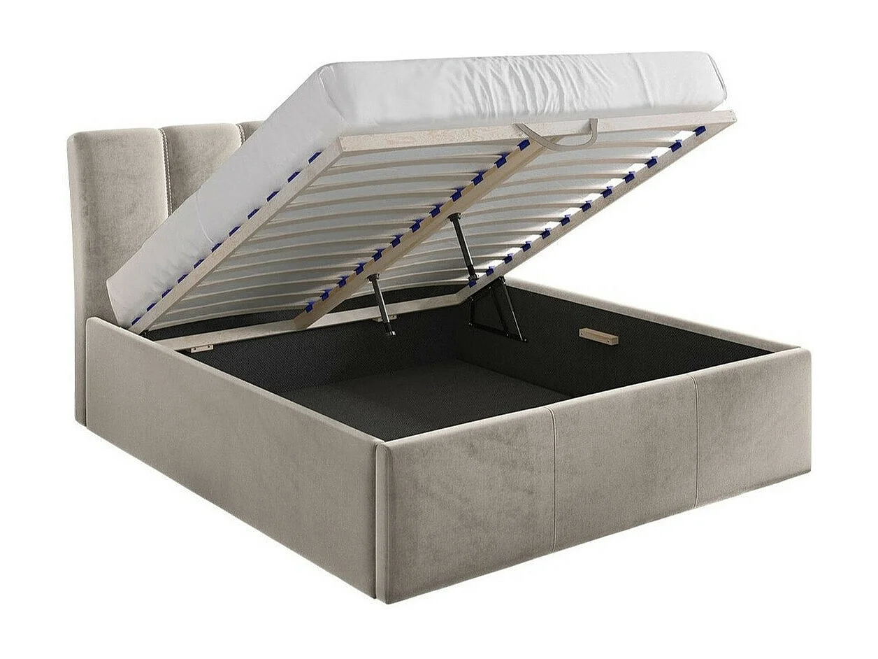 Lit ComfiDream 167, Double, Bleu, 160x200, Tissu, Disponible, 172x219x118cm