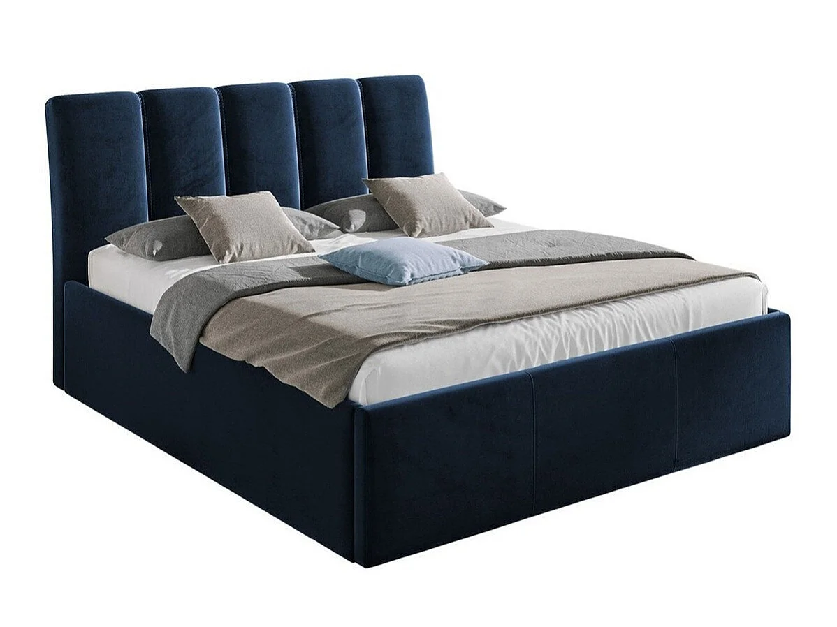 Lit ComfiDream Lumora, Double, Bleu, Tissu, Disponible, 17x22x12cm