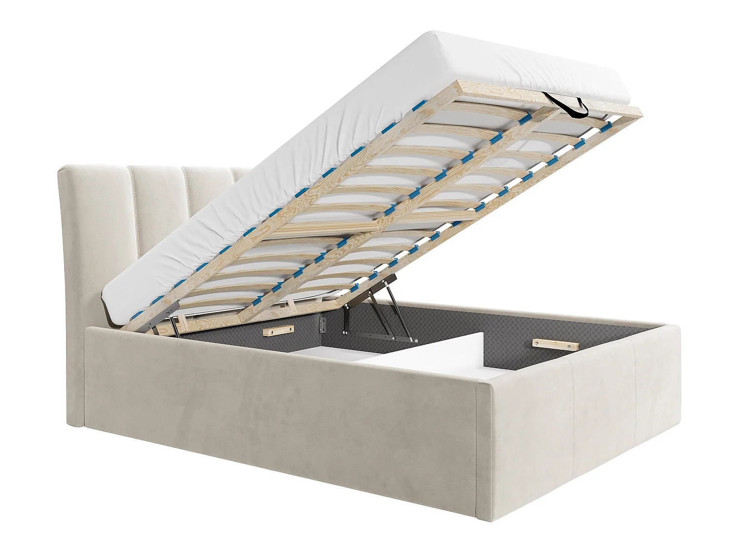 Lit ComfiDream Lumora, Double, Bleu, Tissu, Disponible, 17x22x12cm