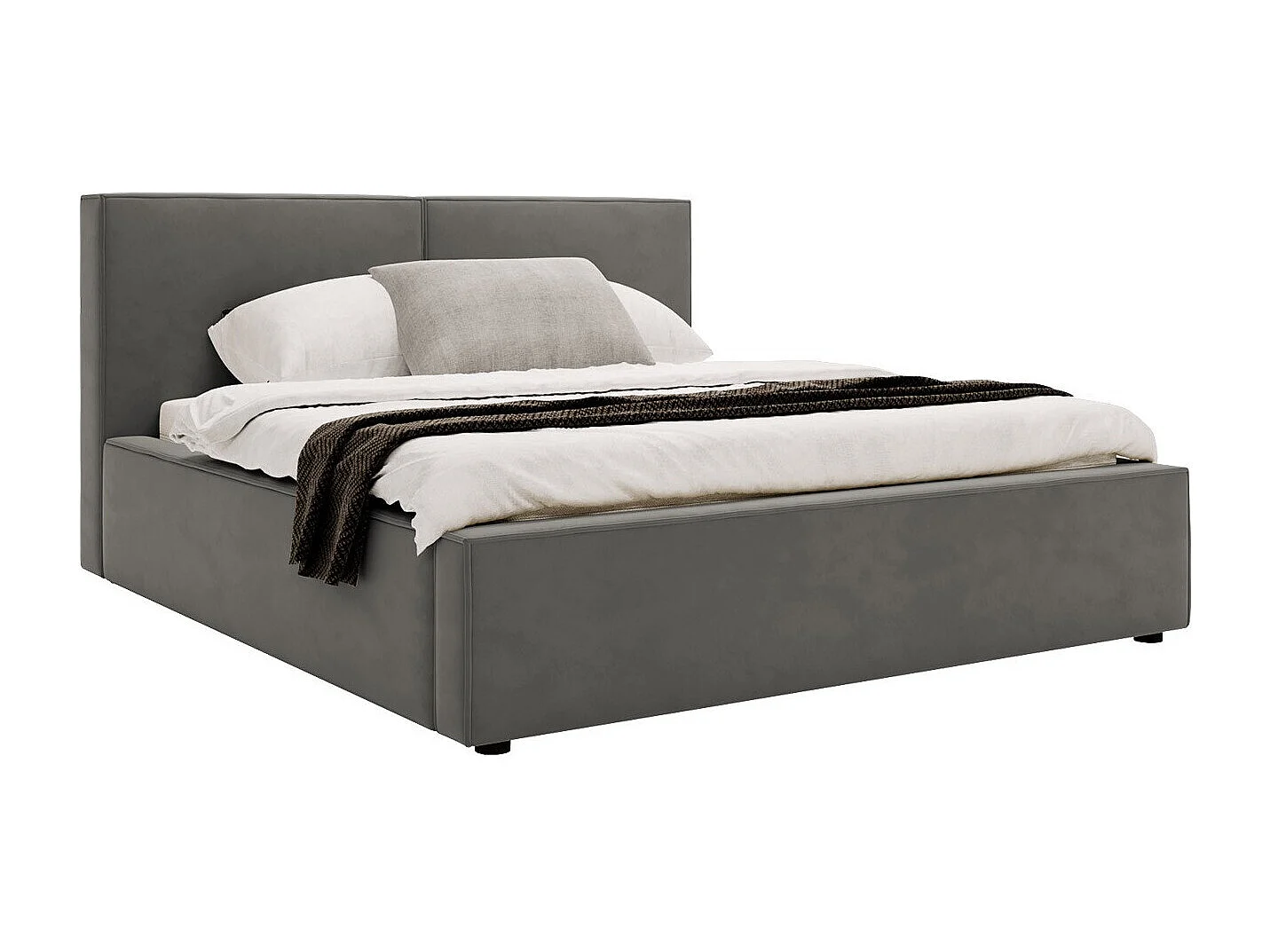 Lit TrendyNest 117, Double, Gris, 180x200, Tissu, Disponible, 200x223x98cm
