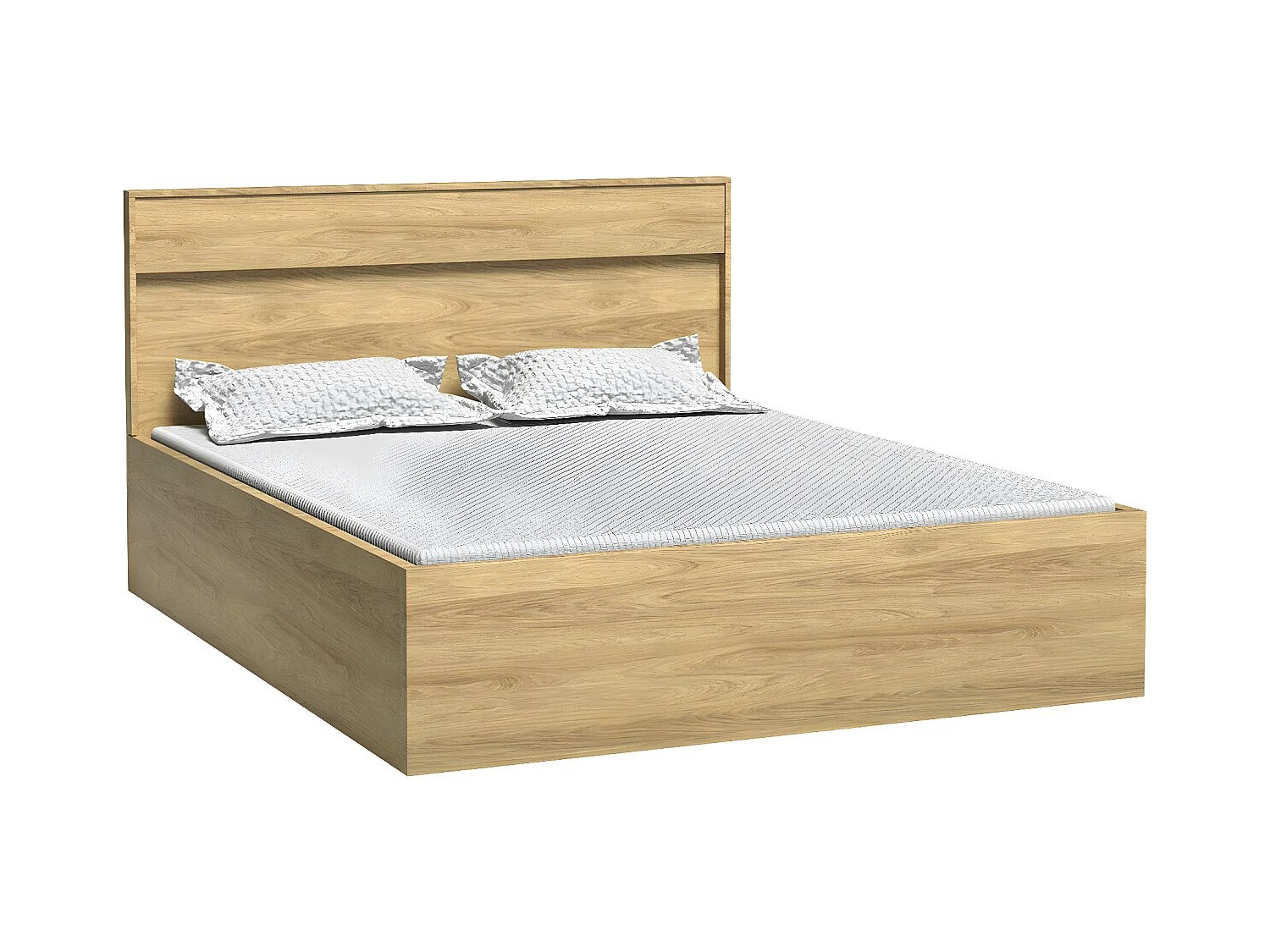 Cama Etrmoni 113, Casal, Castanho claro, Placa de aglomerado laminado