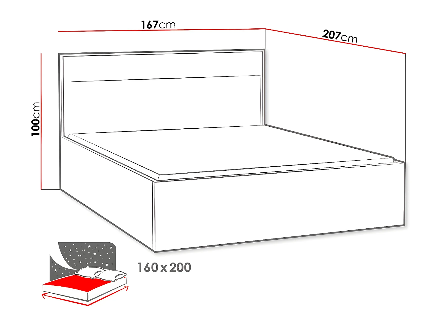 Cama Etrmoni 113, Doble, De color marrón claro, 160x200, Aglomerado laminado, Somieres,
