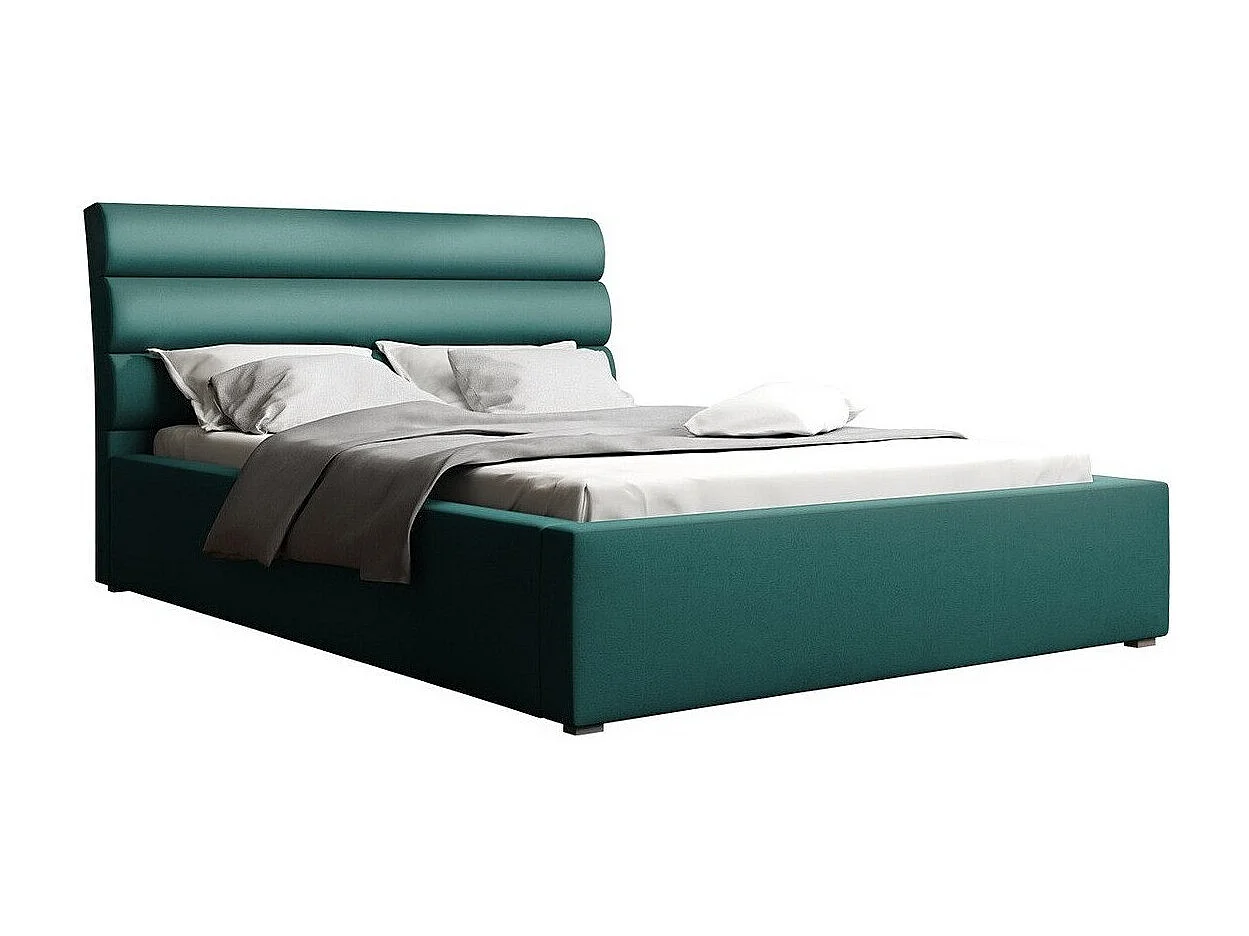 Cama Pomona 108, Doble, Turquesa, 200x200, Tapiz, Somieres, 220x223x100cm