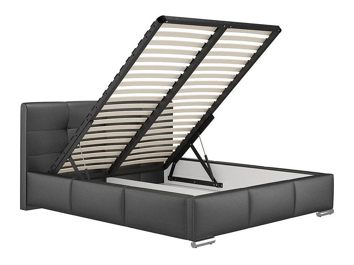 Lit Imber, Double, Noir, Faux cuir, Disponible, 20x22x10cm