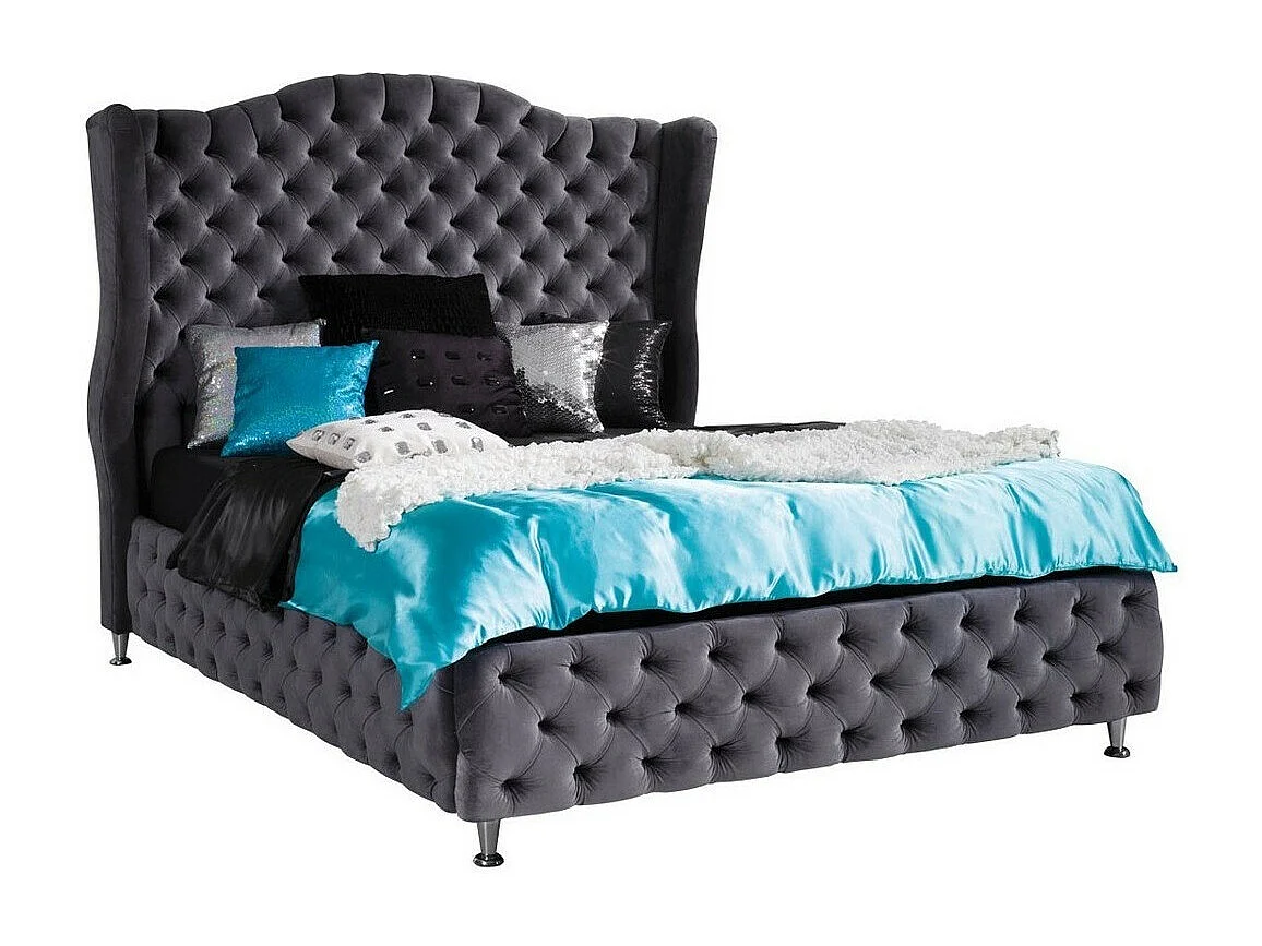 Cama Florence 102, Casal, Cinzento, Tecido, 17x22x16cm